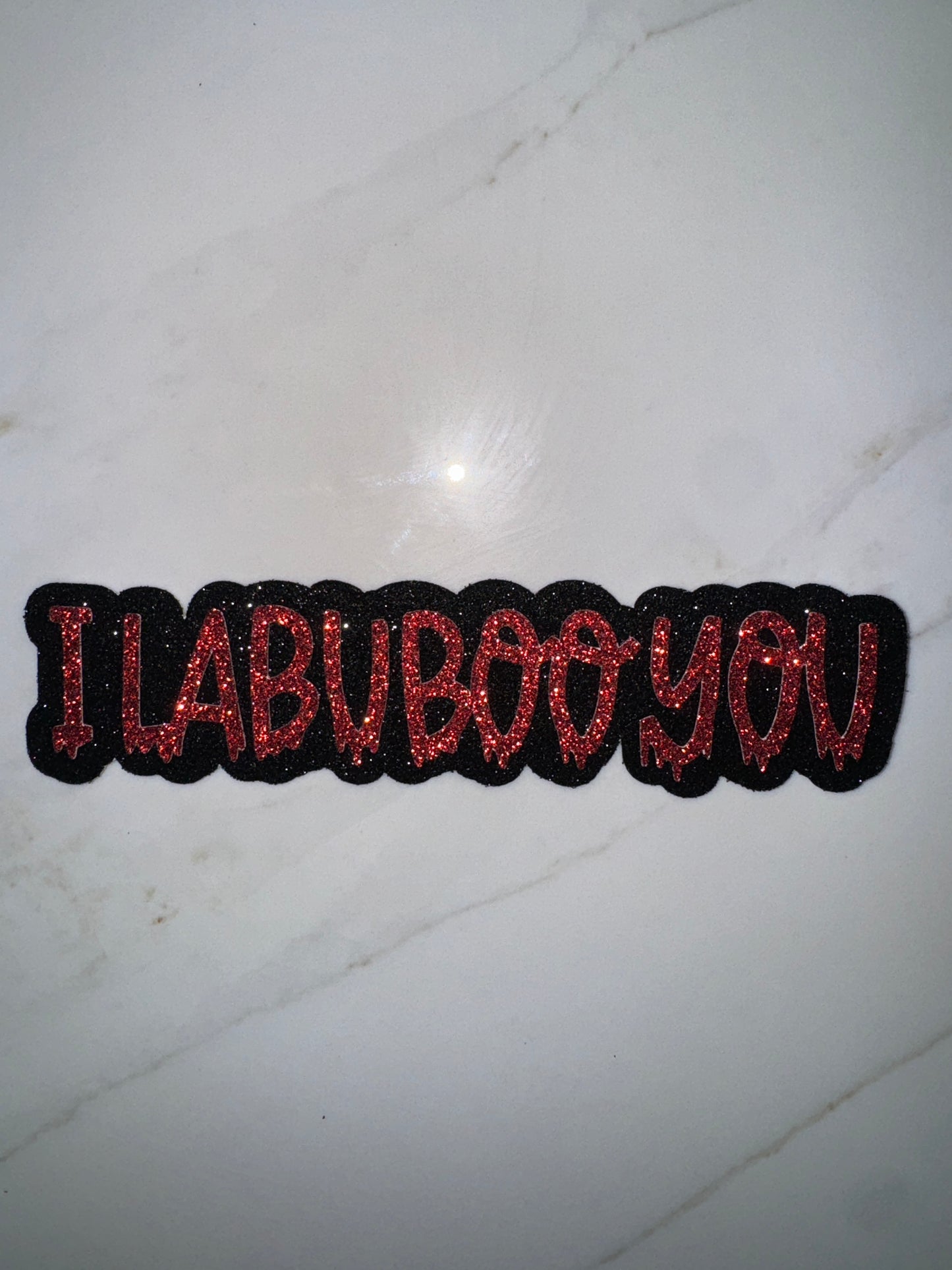I LABUBOO YOU Red Glitter Topper