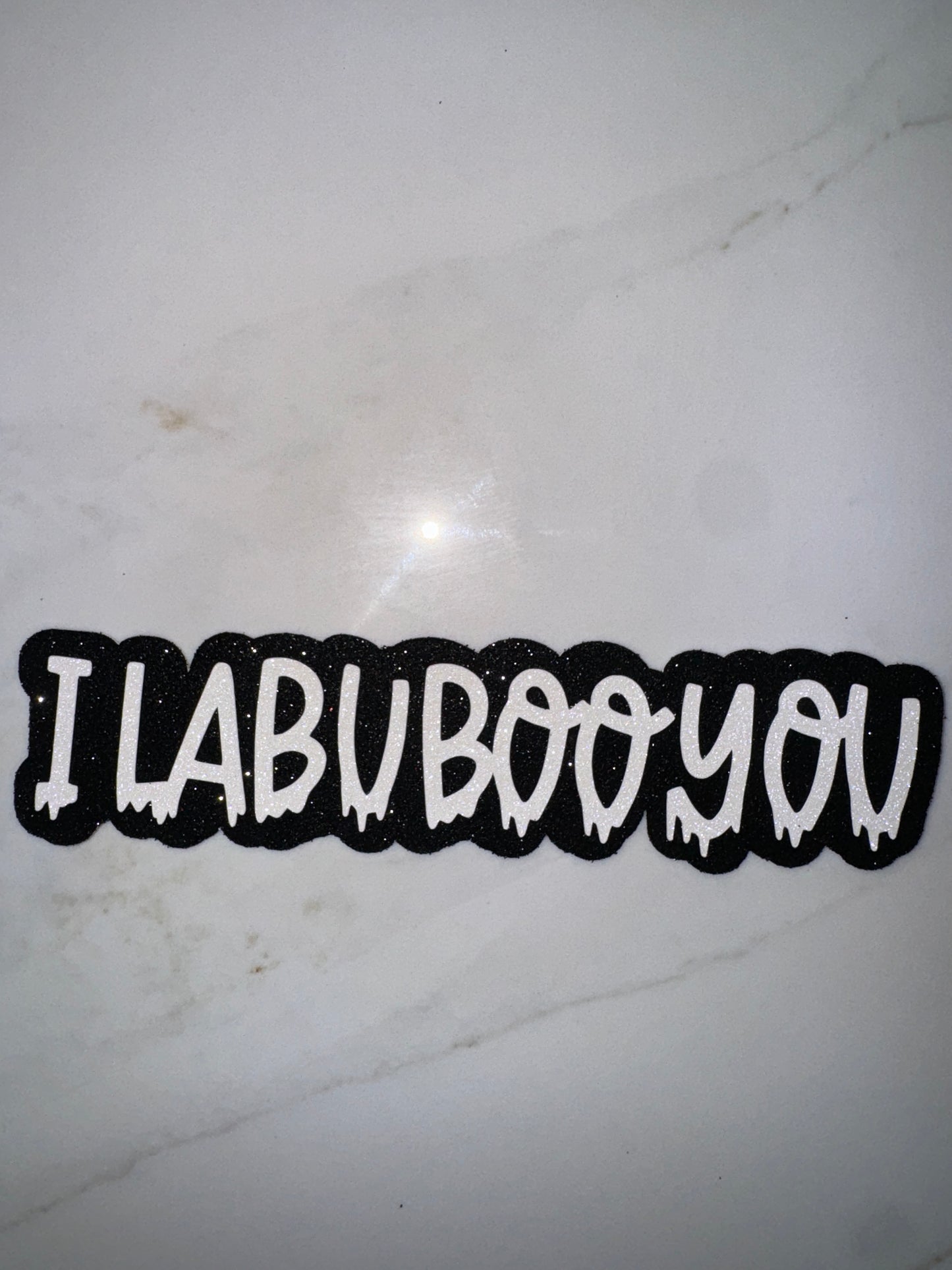 I LABUBOO YOU White Glitter Topper