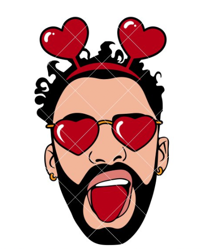 Bad Bunny Face Hearts