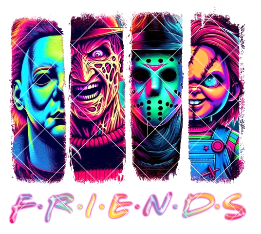 Neon Horror Movie Friends